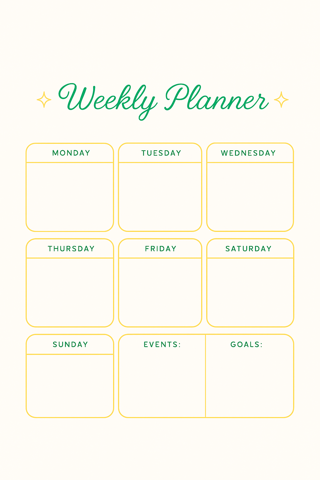 Weekly Planner | 100 Pages Printable PDF | Undated Weekly Schedule & Goal Organizer