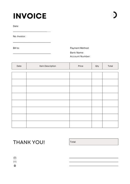 Minimalist Invoice Template | Printable PDF for Freelancers & Small Business (100 pages)