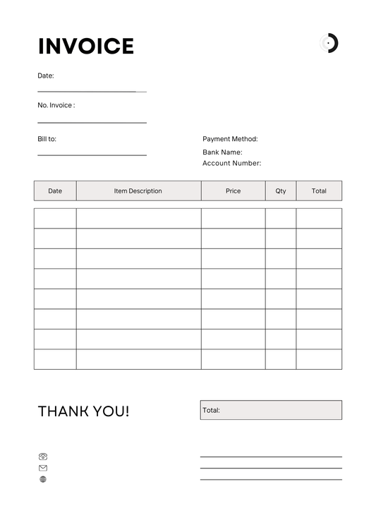 Minimalist Invoice Template | Printable PDF for Freelancers & Small Business (100 pages)