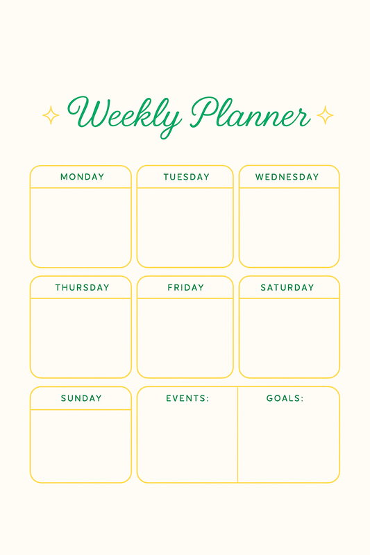 Weekly Planner | 100 Pages Printable PDF | Undated Weekly Schedule & Goal Organizer