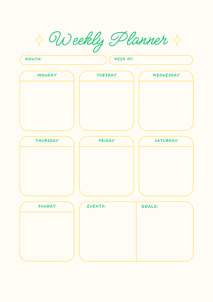 Weekly Planner | 100 Pages Printable PDF | Undated Weekly Schedule & Goal Organizer